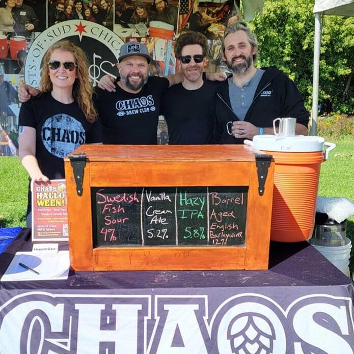 CHAOS Brew Club serving samples of homebrew at Beer in the Woods Festival