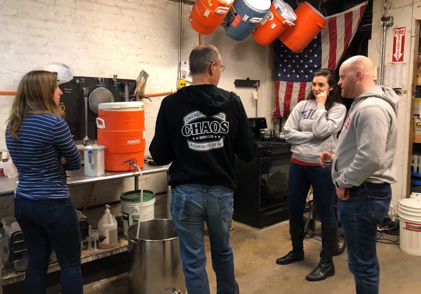 Photo of People brewing for a workshop in the club brewhouse.